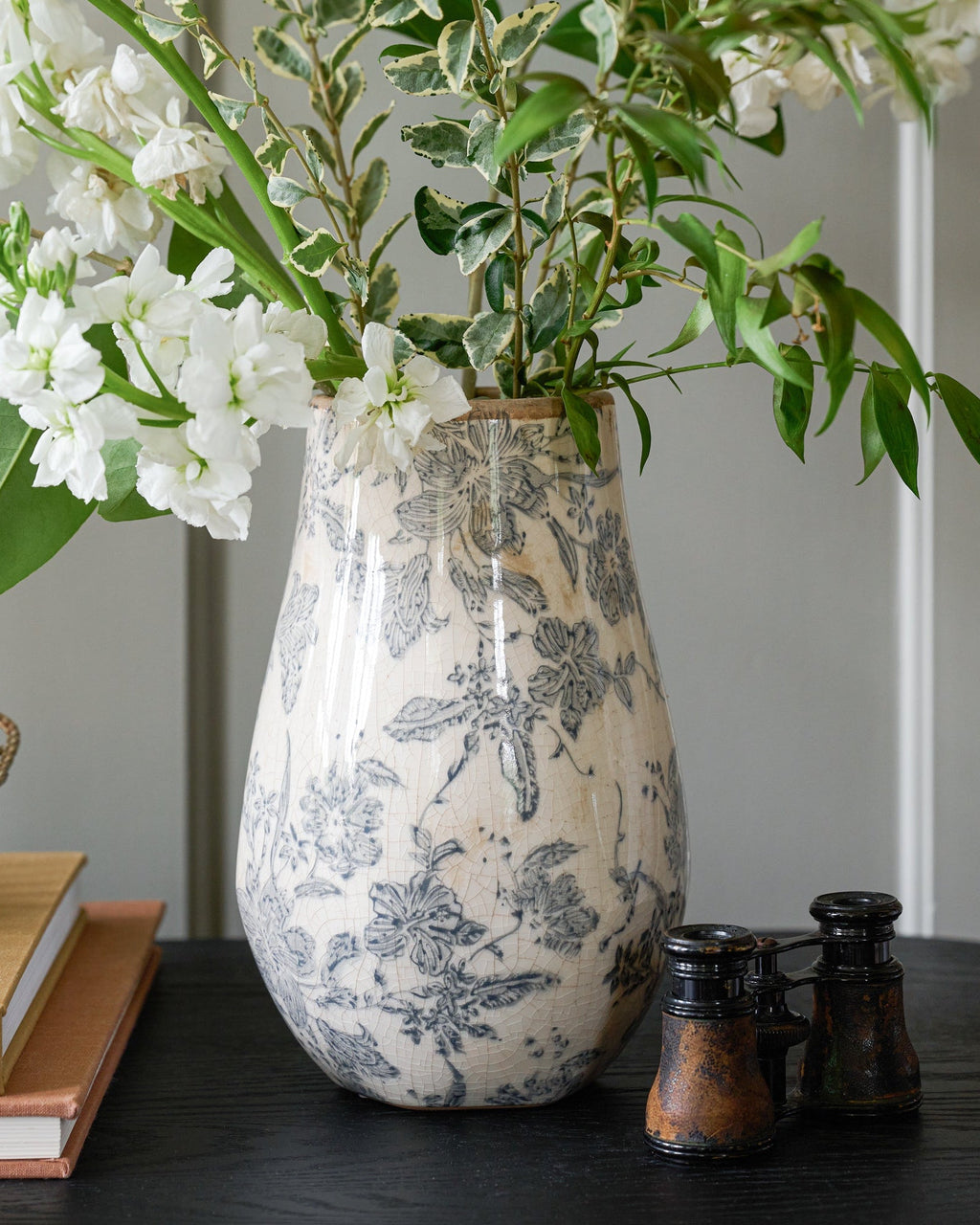Mavelle Black and White Distressed Vase vase - Detail View