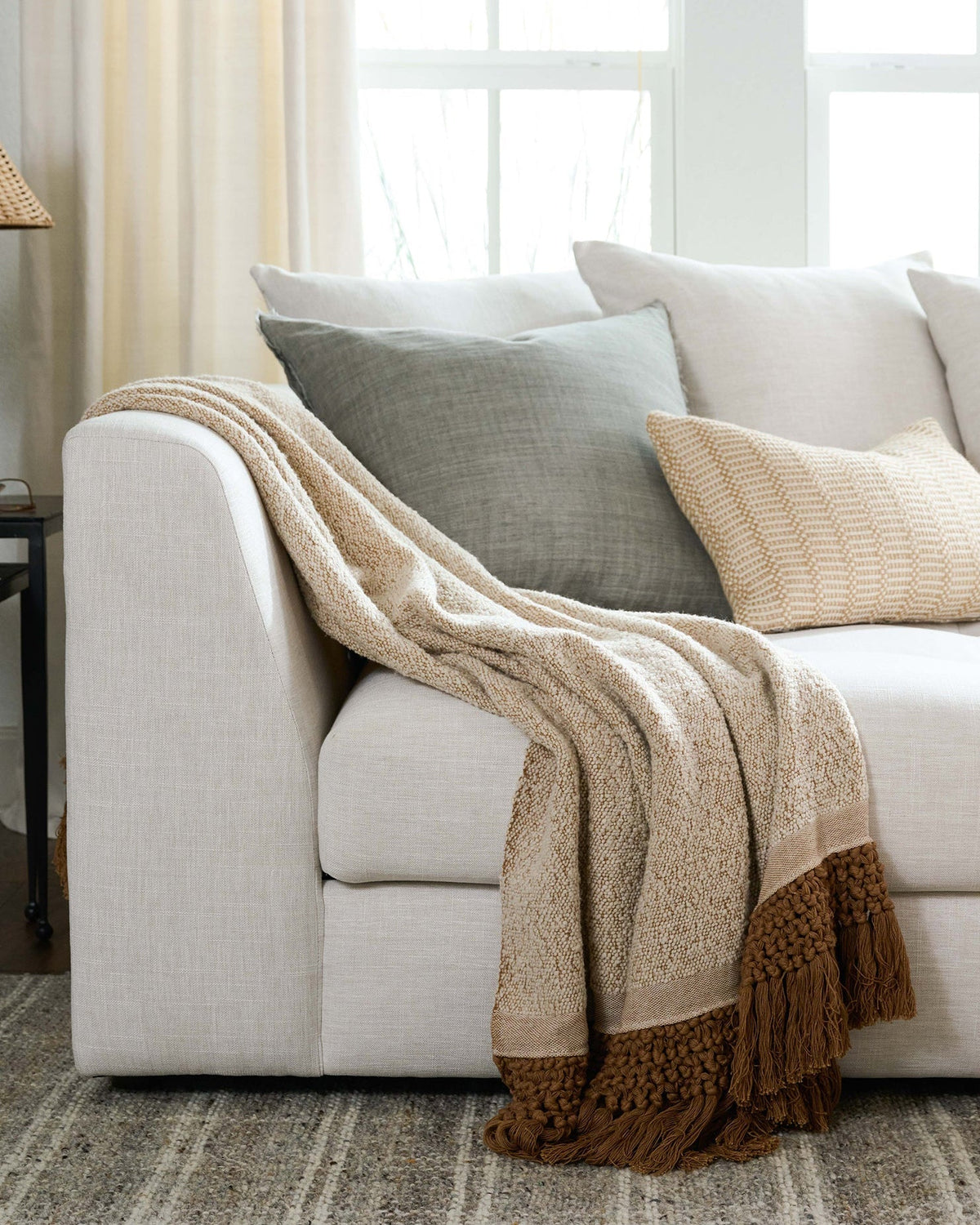 Mavelle Adobe Essential Tassel Throw throw blanket - Styled in Room