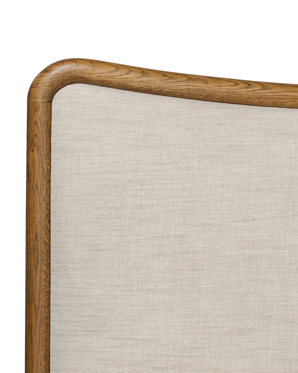 Mavelle Kennie Upholstered Bed Frame with Carved Solid Oak and Linen Headboard headboard - View 7