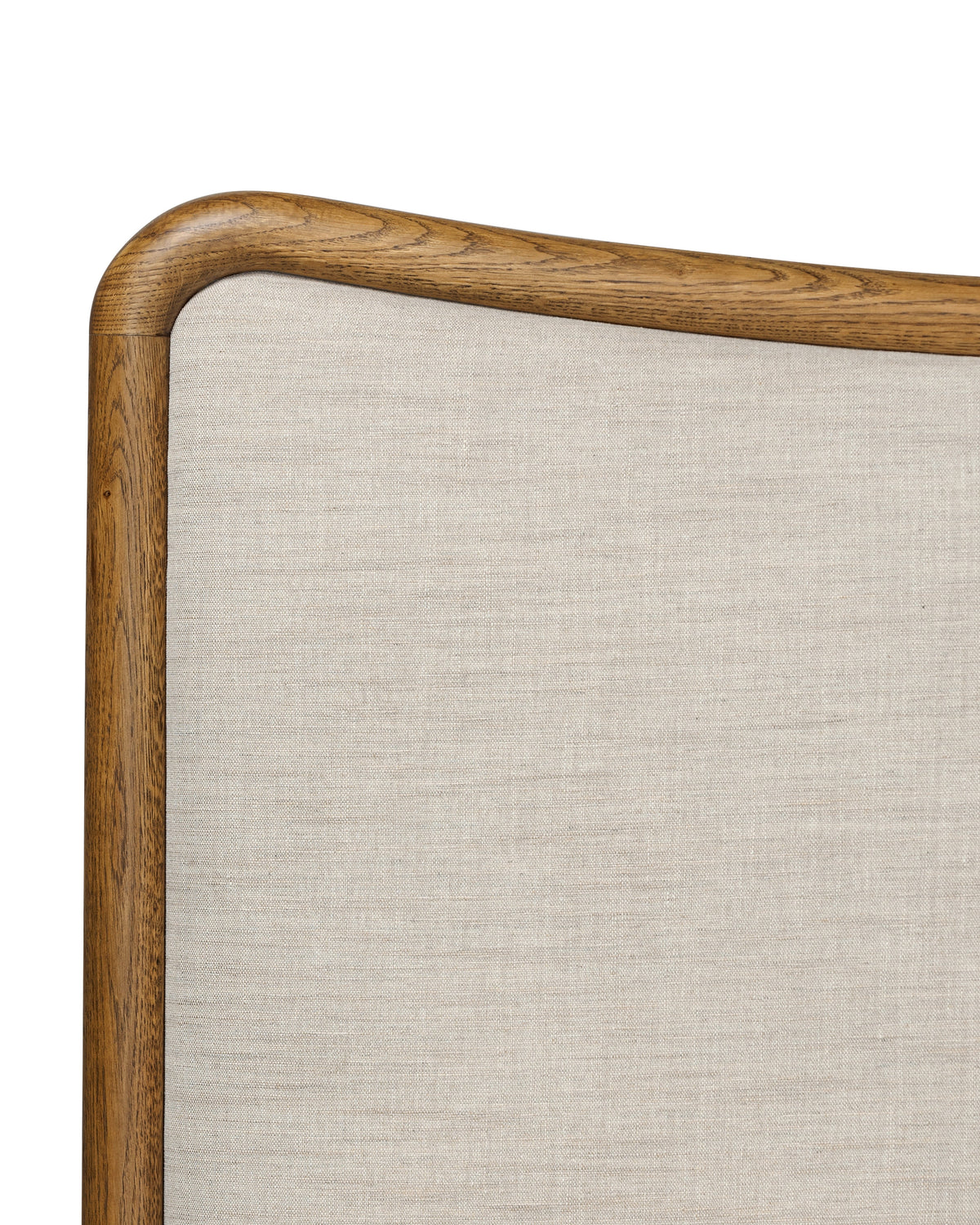 Mavelle Kennie Upholstered Bed Frame with Carved Solid Oak and Linen Headboard headboard - View 7