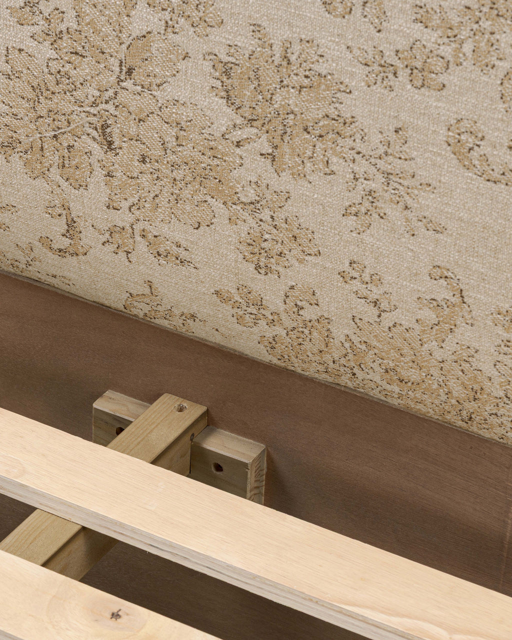 Mavelle Kennie Upholstered Bed Frame with Carved Solid Oak and Linen Headboard headboard - View 14