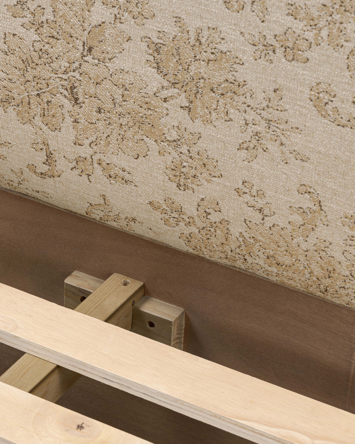 Mavelle Kennie Upholstered Bed Frame with Carved Solid Oak and Linen Headboard headboard - View 14