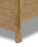 Mavelle Kennie Upholstered Bed Frame with Carved Solid Oak and Linen Headboard headboard - View 15