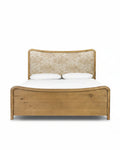 Mavelle Kennie Upholstered Bed Frame with Carved Solid Oak and Linen Headboard headboard - View 10