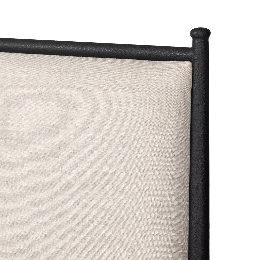 Mavelle Emery Iron Bed Frame with Upholstered Headboard, Queen and King headboard - Close-Up