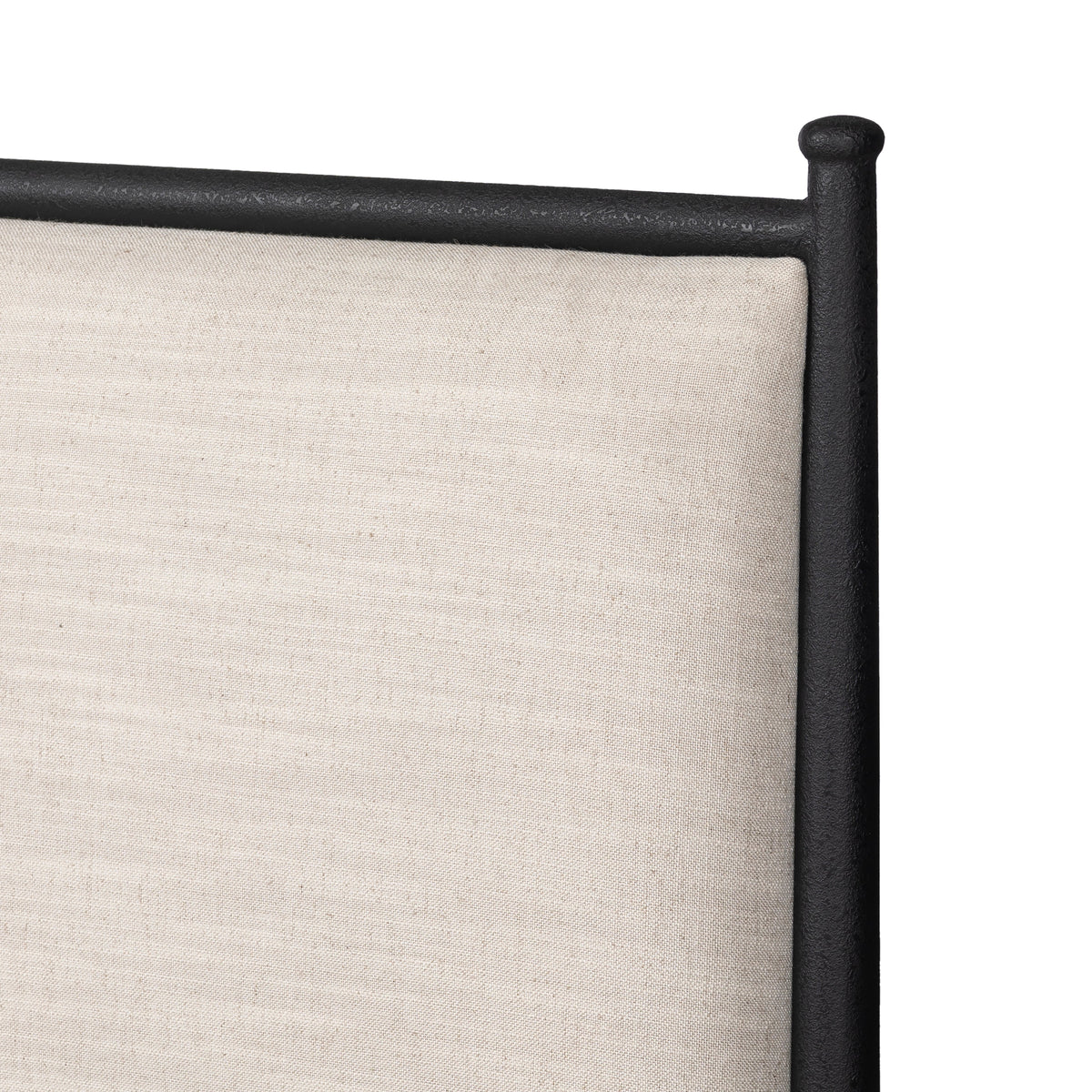 Mavelle Emery Iron Bed Frame with Upholstered Headboard, Queen and King headboard - Close-Up