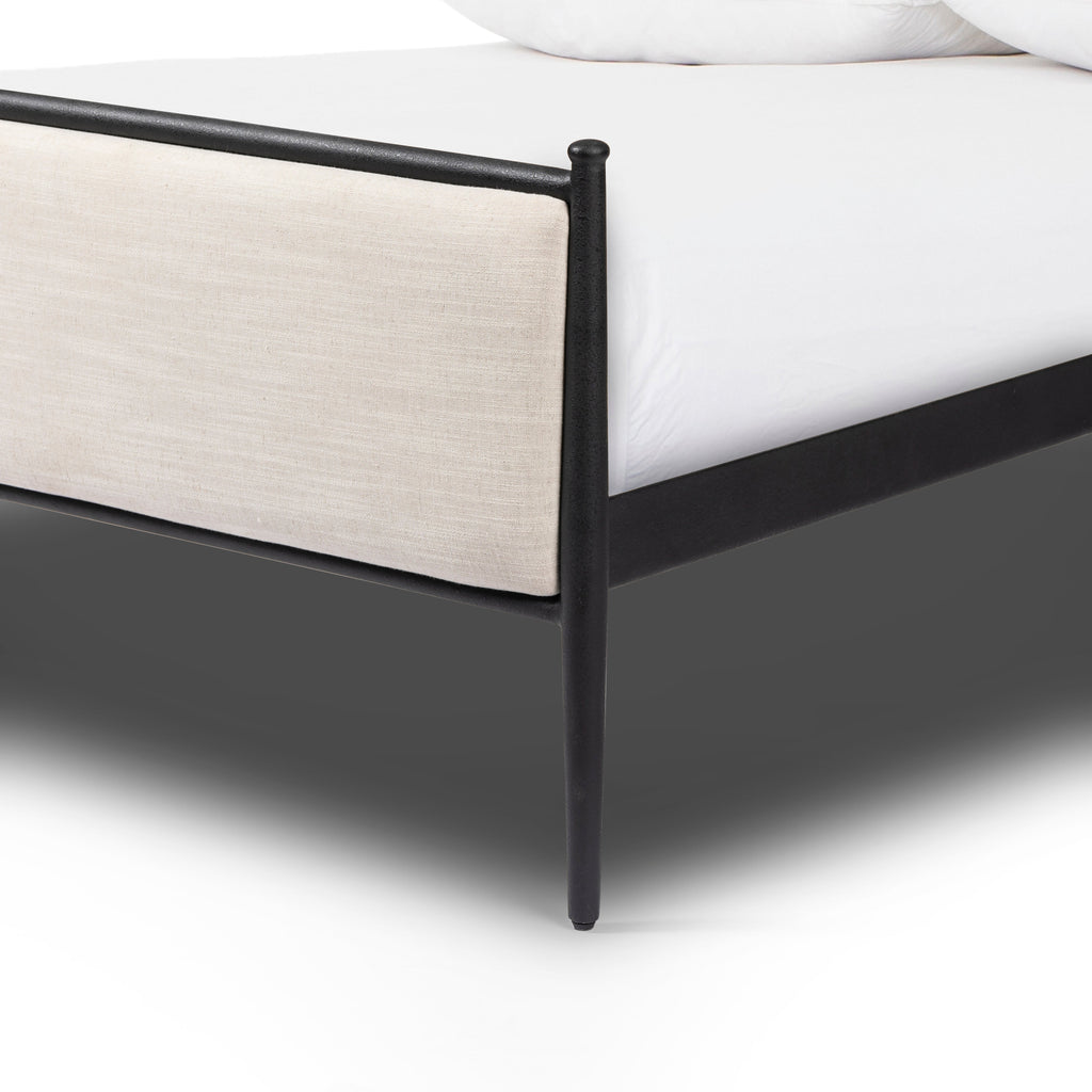Mavelle Emery Iron Bed Frame with Upholstered Headboard, Queen and King headboard - Alternate View