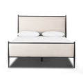 Mavelle Emery Iron Bed Frame with Upholstered Headboard, Queen and King headboard - Styled in Room