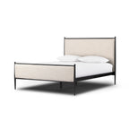 Mavelle Emery Iron Bed Frame with Upholstered Headboard, Queen and King headboard