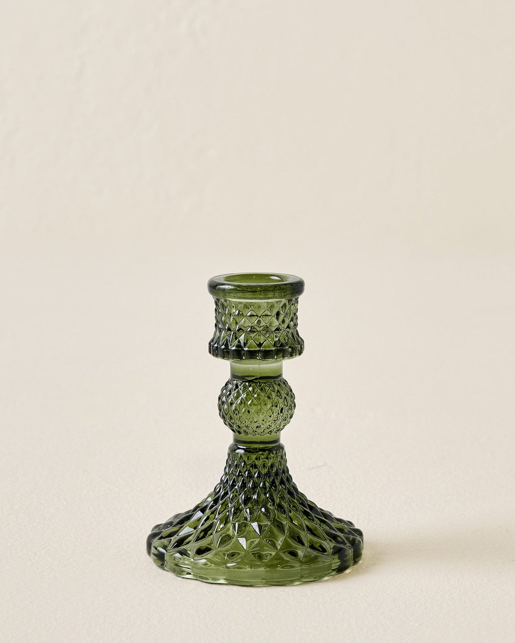 Mavelle Antique Green Glass Taper Holder candle holder - Close-Up