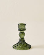 Mavelle Antique Green Glass Taper Holder candle holder - Close-Up