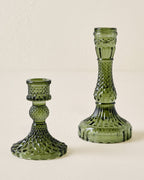 Mavelle Antique Green Glass Taper Holder candle holder