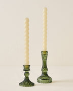 Mavelle Antique Green Glass Taper Holder candle holder - Detail View