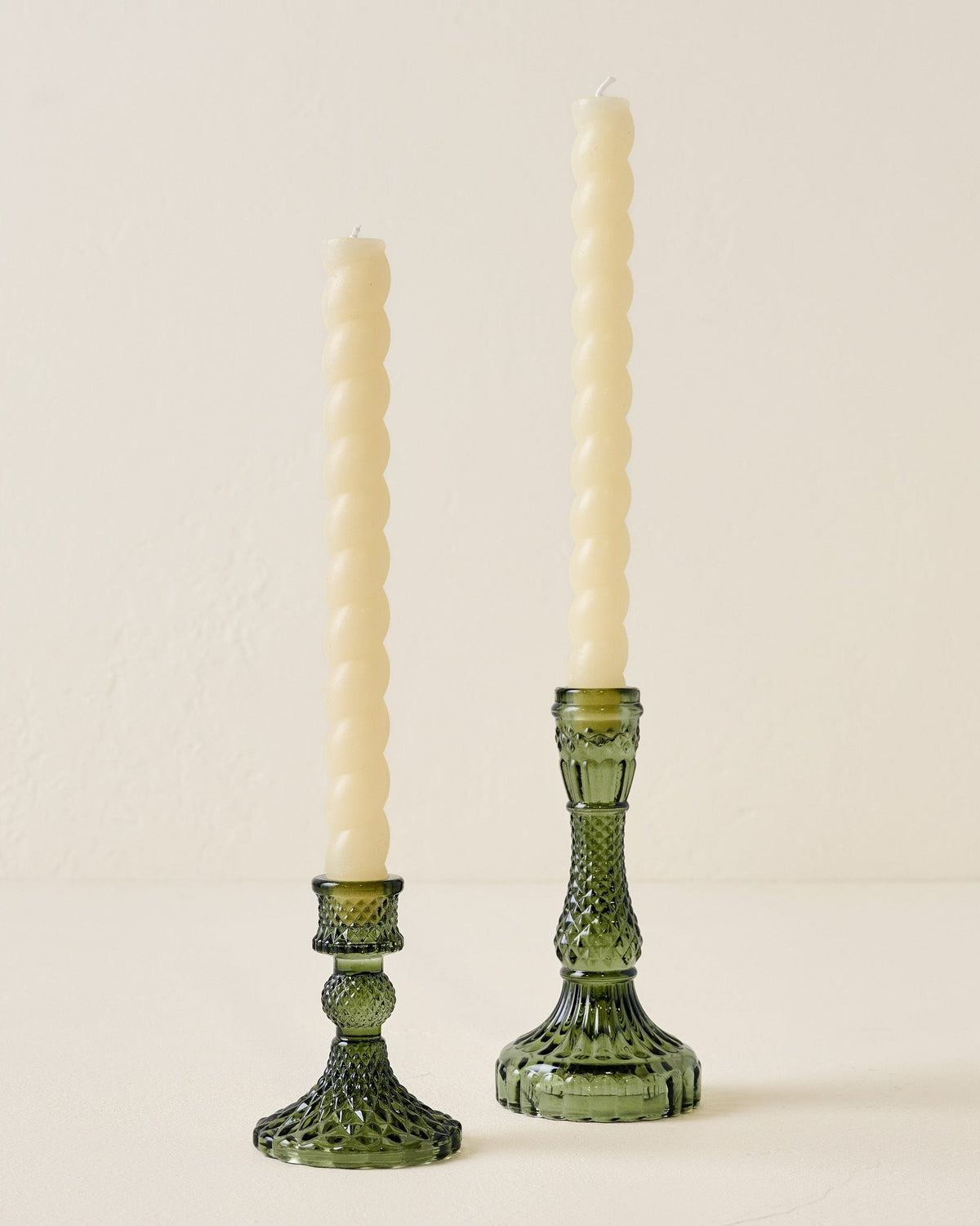 Mavelle Antique Green Glass Taper Holder candle holder - Detail View