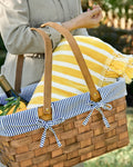 Mavelle Handwoven Picnic Basket with Striped Liner storage basket