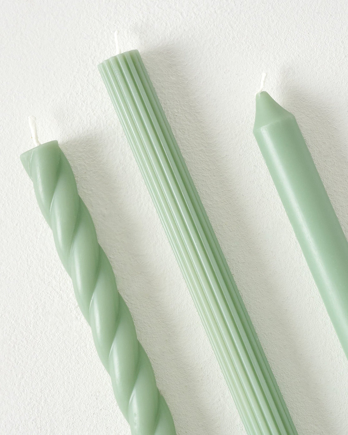 Mavelle Assorted Sage Green Taper Candle Set candle - Styled in Room