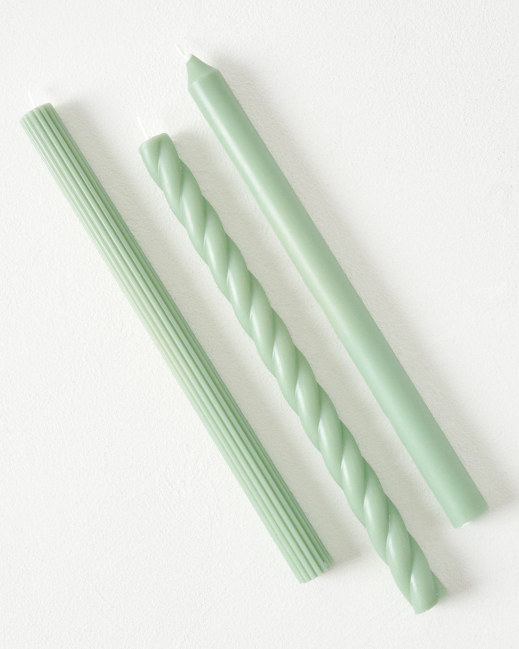 Mavelle Assorted Sage Green Taper Candle Set candle - Detail View