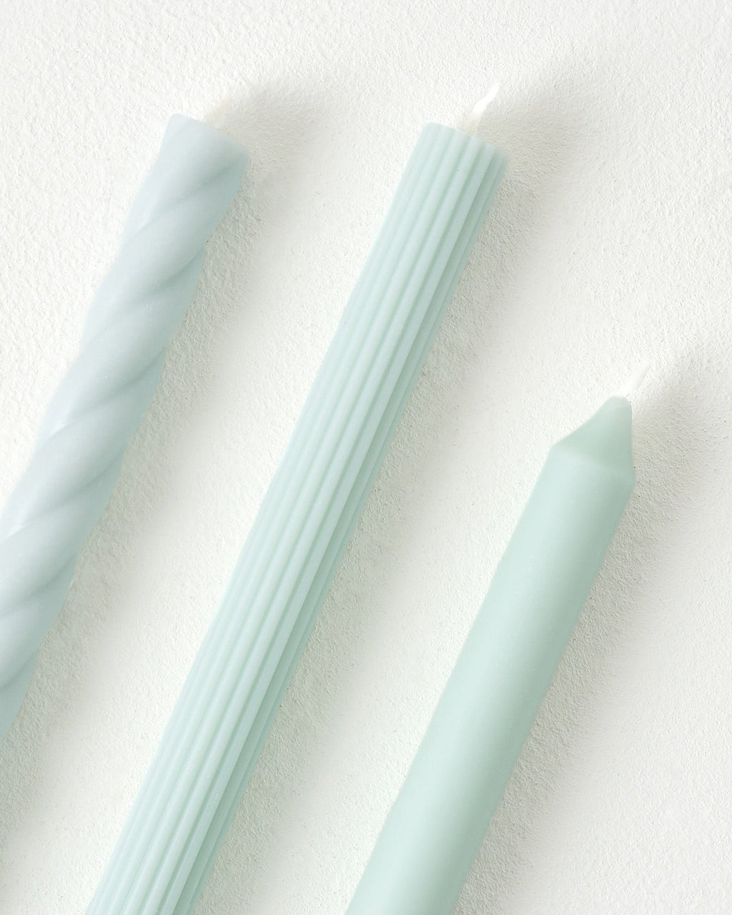 Mavelle Assorted Light Blue Taper Candle Set candle - Styled in Room