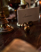Mavelle Antique Brass Apple Placecard Holder tablecloth