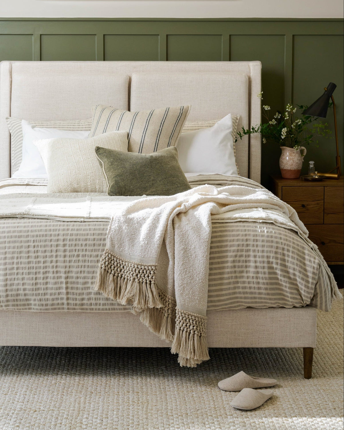 Mavelle Shadow Grey & Antique White Stripe Linen Cotton Duvet Cover duvet cover - Detail View