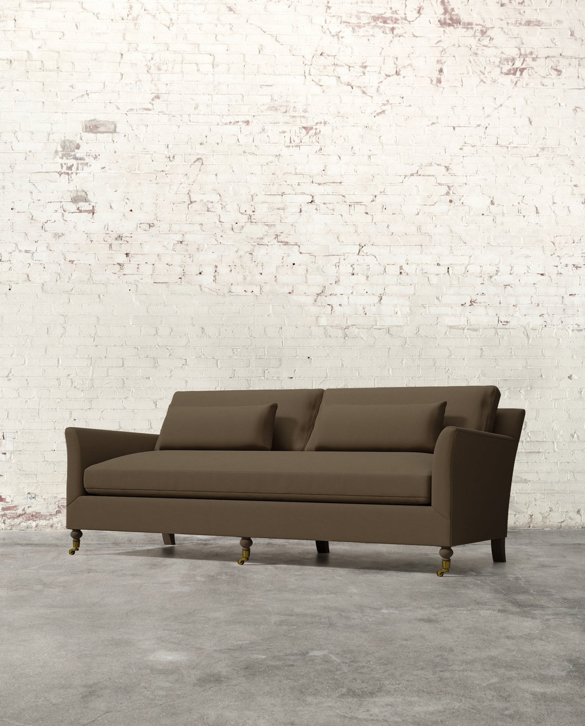 Mavelle Alfie 87" Bench Sofa with Brass Casters sofa - Close-Up