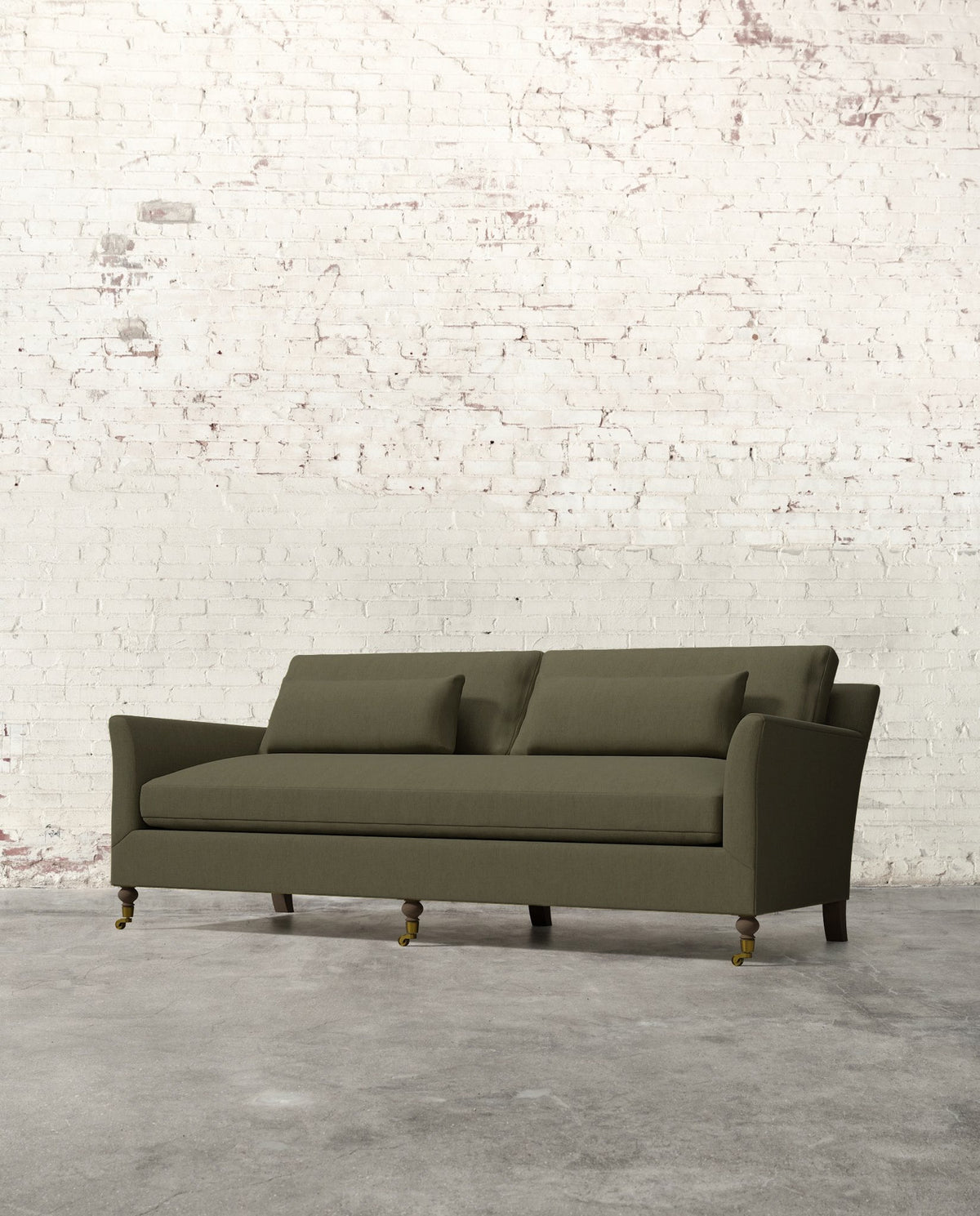Mavelle Alfie 87" Bench Sofa with Brass Casters sofa - Side View