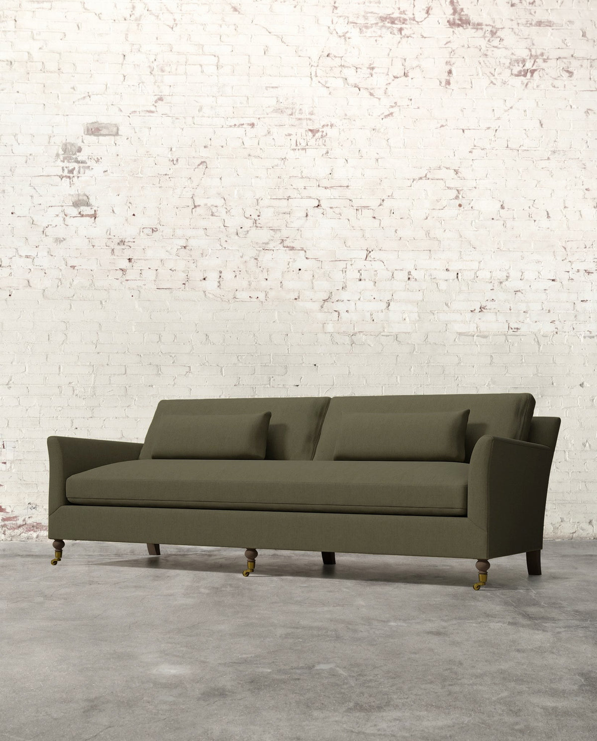 Mavelle Alfie 97" Bench Sofa with Brass Casters sofa - Close-Up