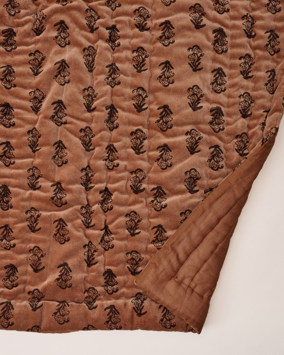 Mavelle Aster Block Print Velvet Quilt quilt