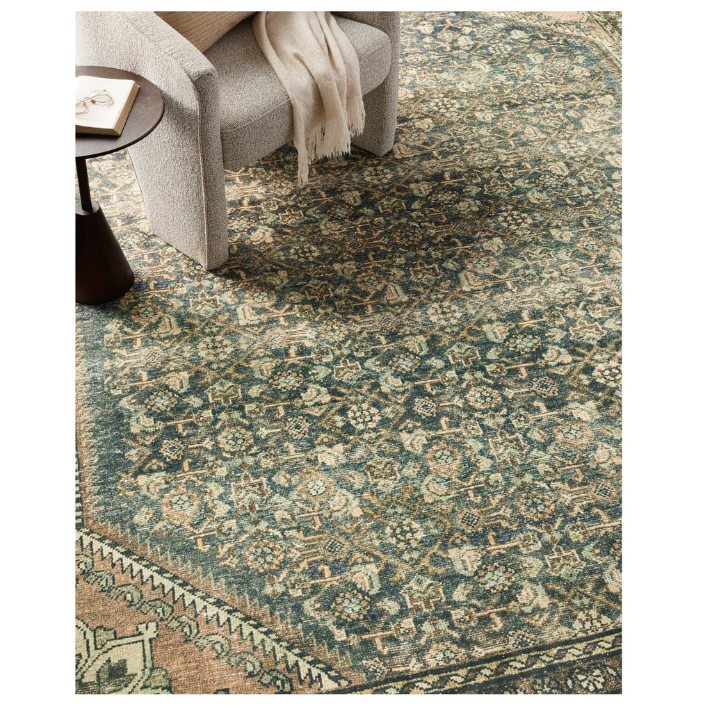 Mavelle Banks Denim Clay Rug area rug - Styled in Room