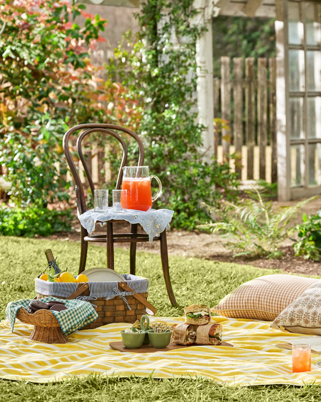 Mavelle Striped Beach & Picnic Blanket - Monaco Mimosa Outdoor Blanket throw blanket - Alternate View