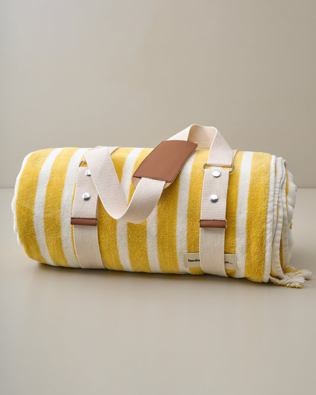 Mavelle Striped Beach & Picnic Blanket - Monaco Mimosa Outdoor Blanket throw blanket - Styled in Room