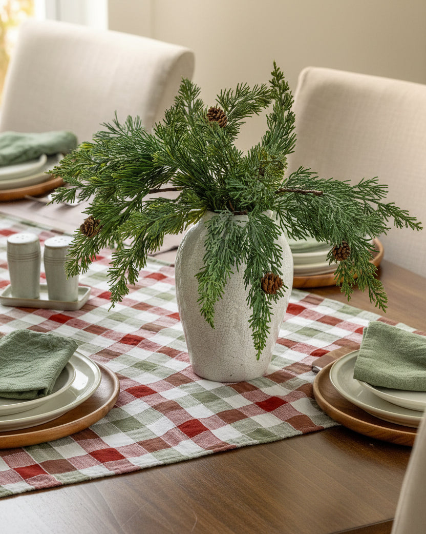 Mavelle Real Touch Maeve Pine Spray faux floral stem - Detail View