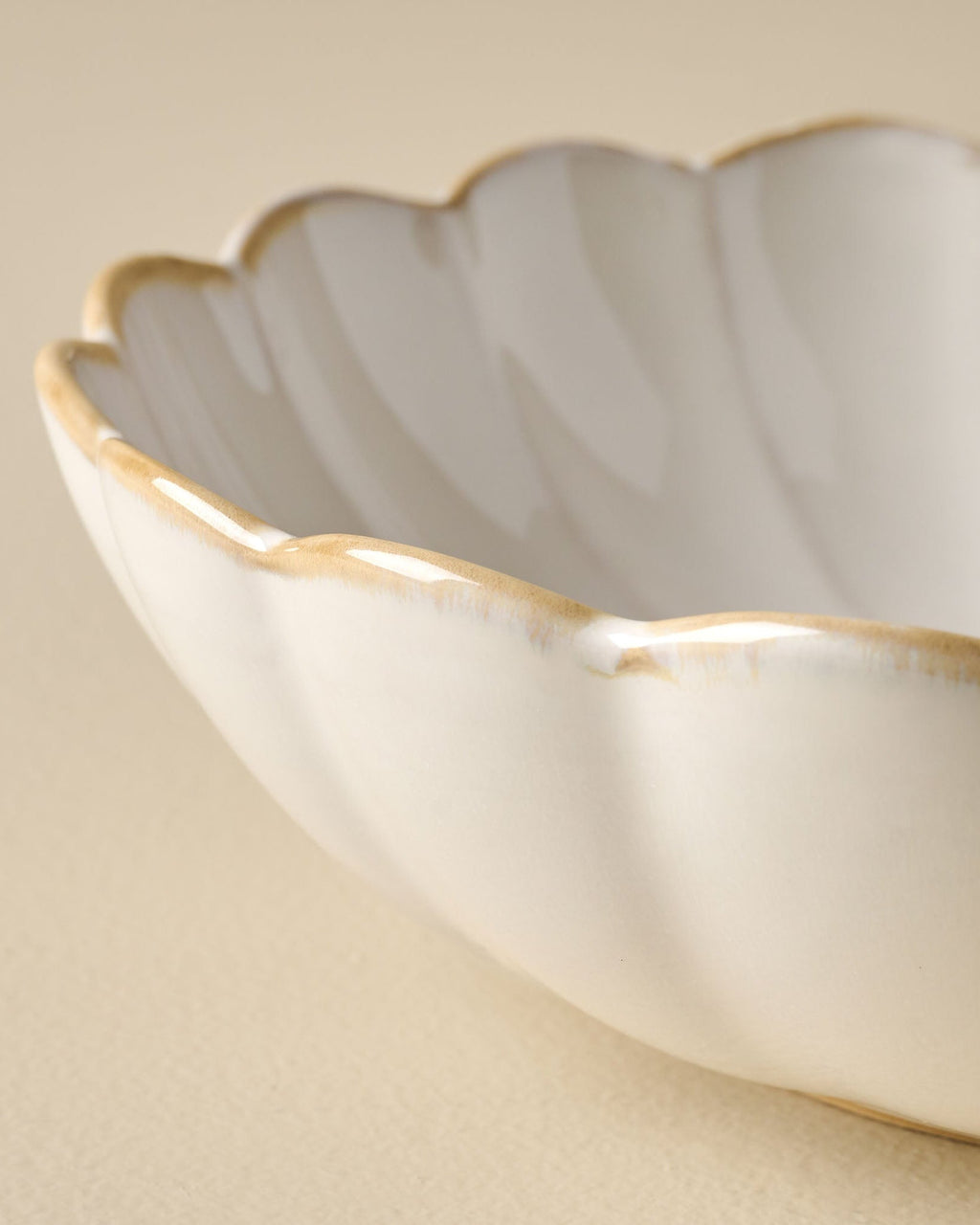 Mavelle Cream Scalloped Serving Bowl serving piece