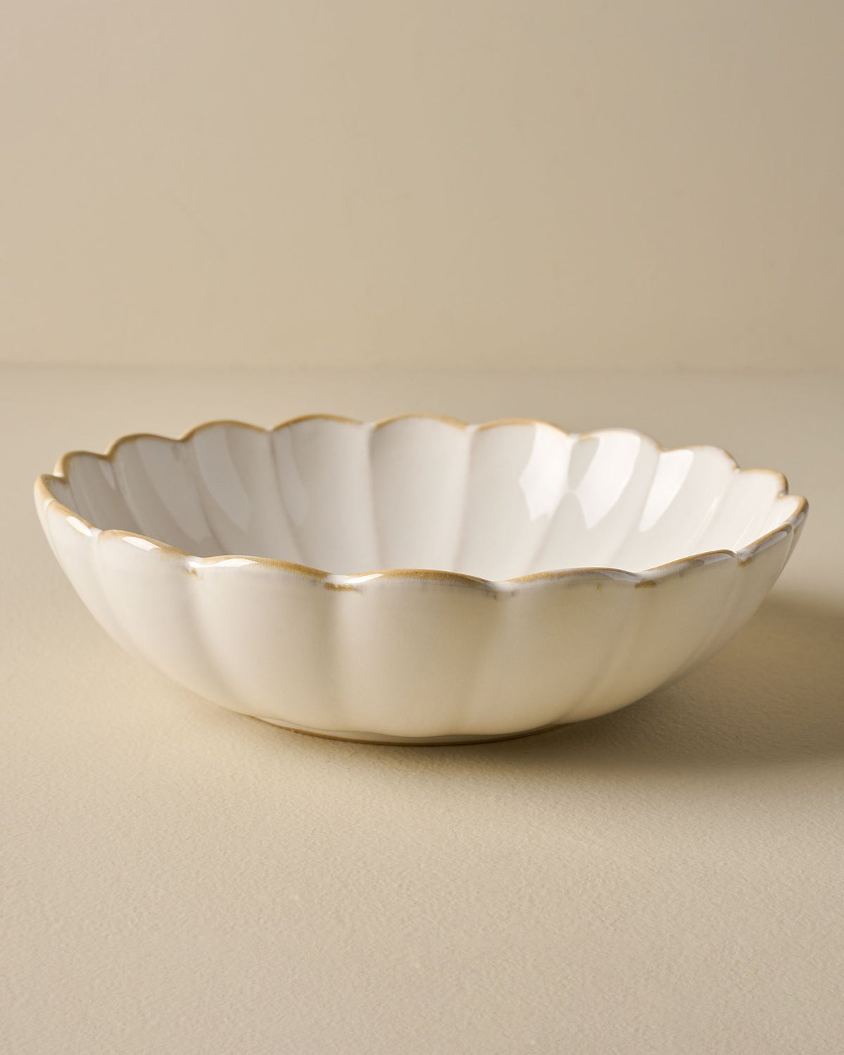 Mavelle Cream Scalloped Serving Bowl serving piece - Detail View