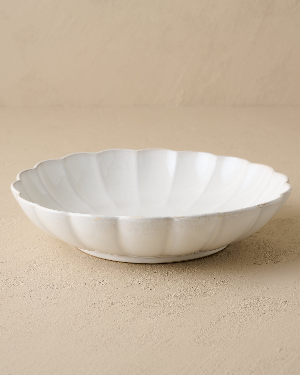 Mavelle Oversized Cream Scalloped Serving Bowl serving piece - Detail View