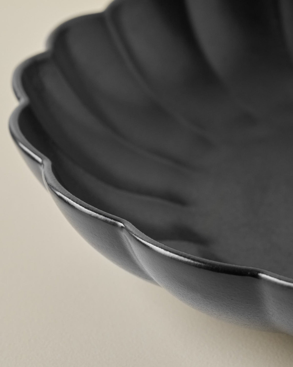 Mavelle Oversized Black Scalloped Serving Bowl serving piece - Styled in Room