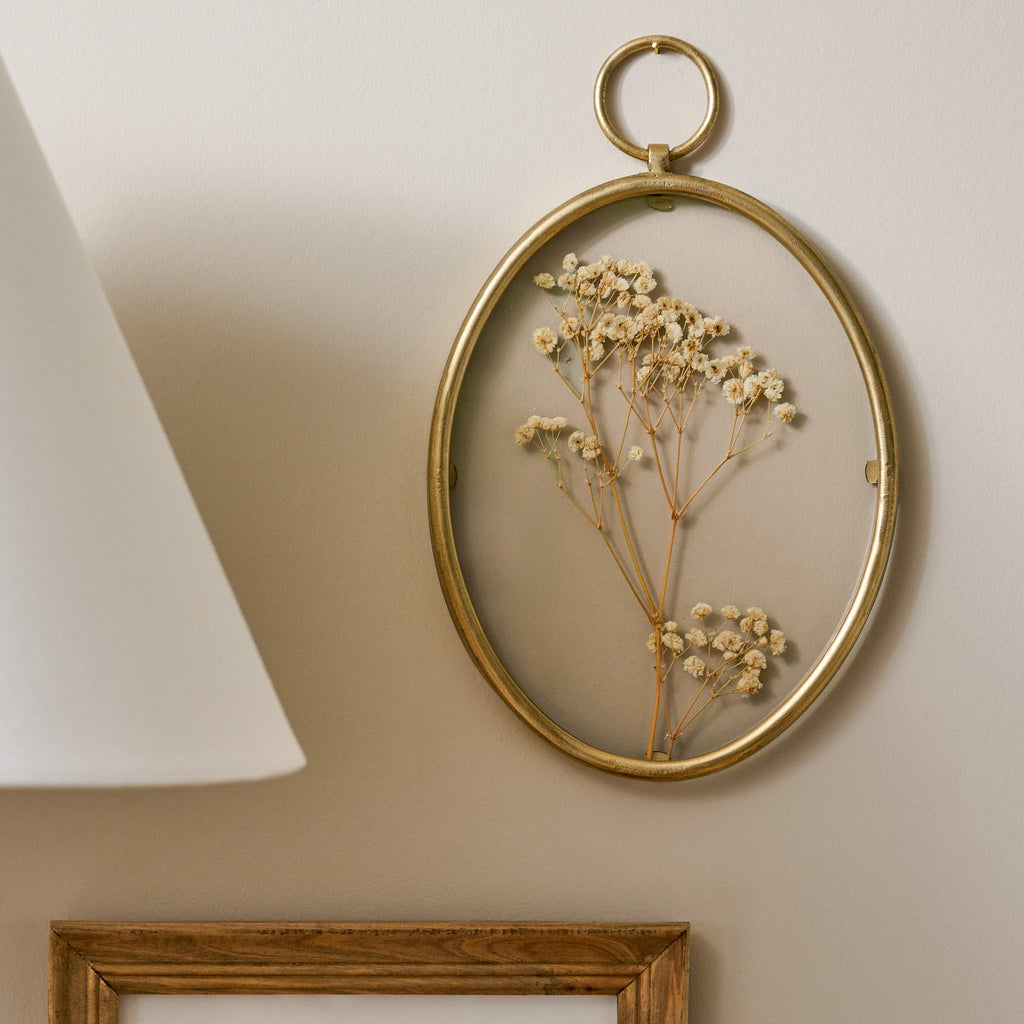 Mavelle Antique Brass Framed Pressed Floral mirror - Detail View