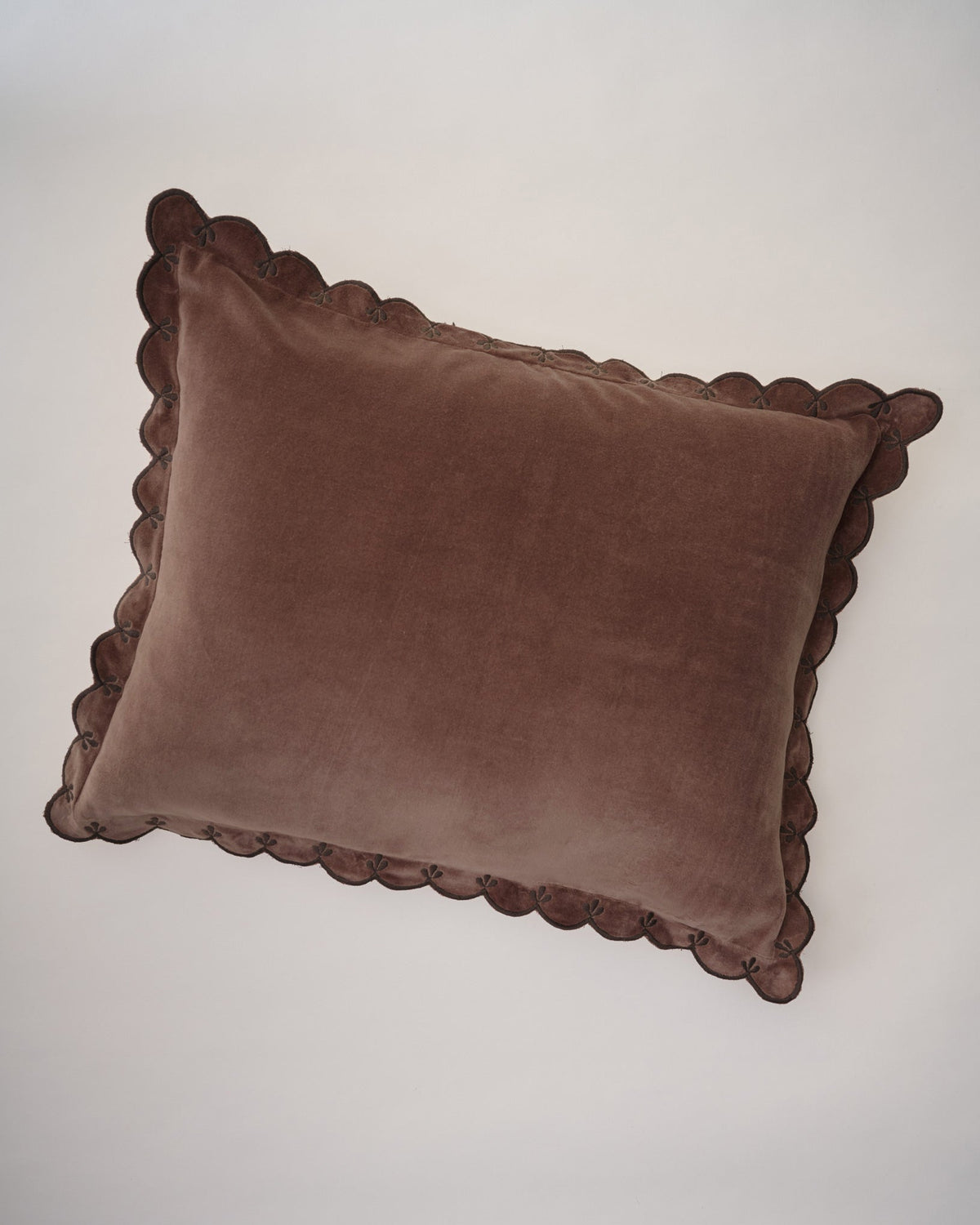 Mavelle Chestnut Velvet Scallop Edge Sham pillow sham