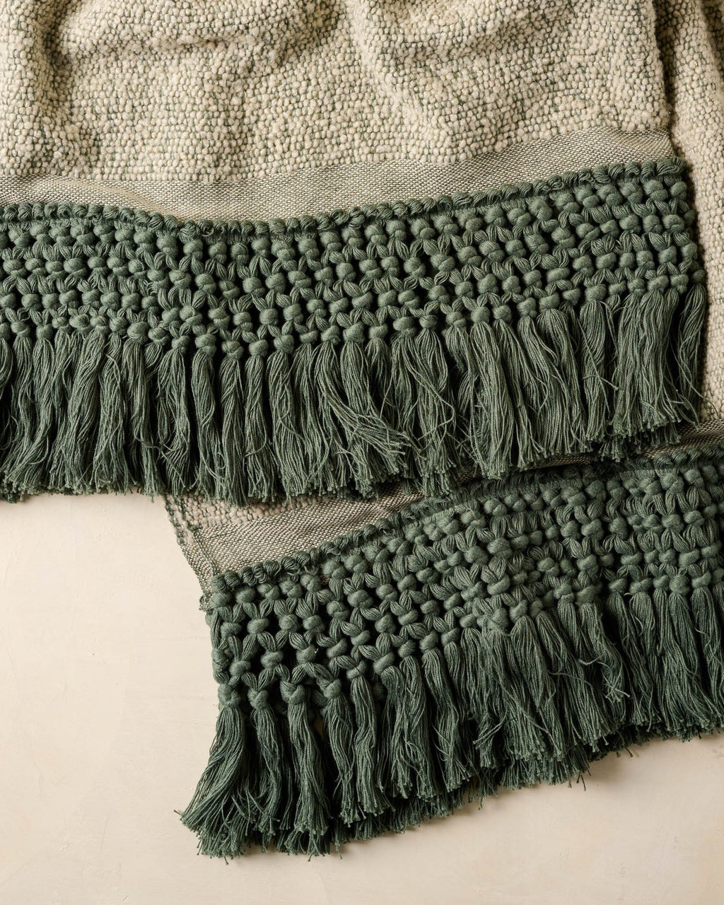 Mavelle Dusty Green Essential Tassel Throw throw blanket
