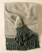Mavelle Dusty Green Essential Tassel Throw throw blanket - Detail View