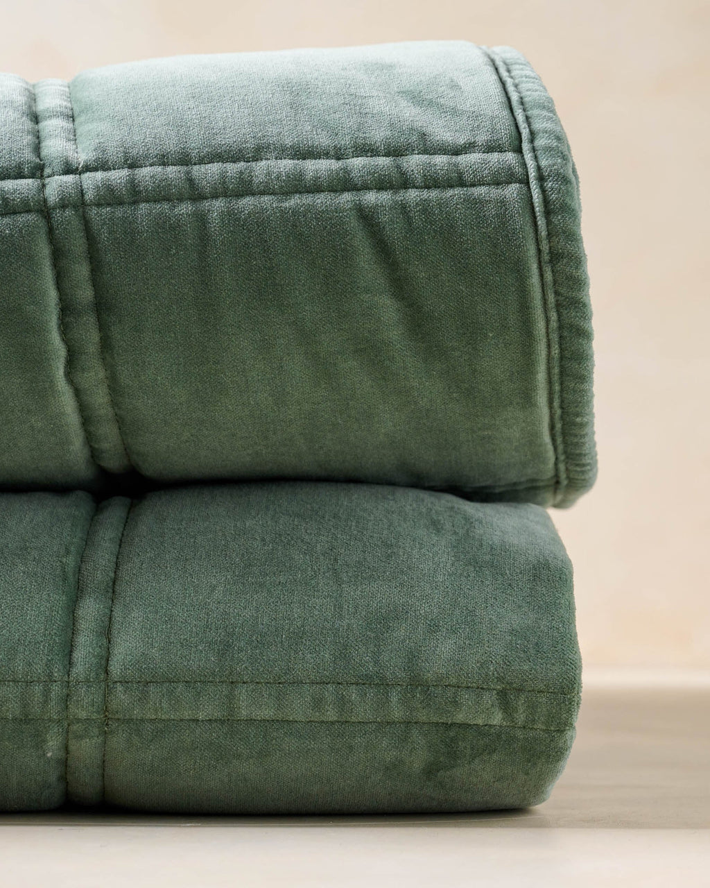 Mavelle Weekend Velvet Quilt - Dusty Green quilt - Close-Up