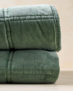 Mavelle Weekend Velvet Quilt - Dusty Green quilt - Close-Up