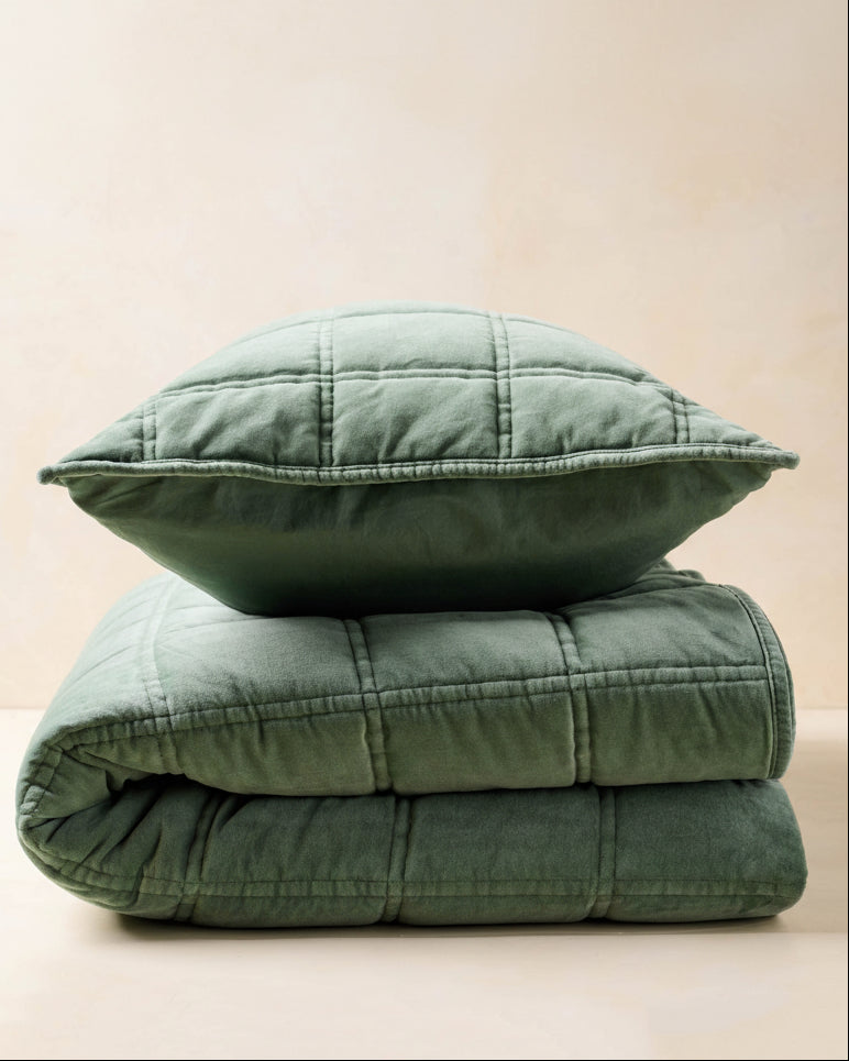 Mavelle Weekend Velvet Quilt - Dusty Green quilt