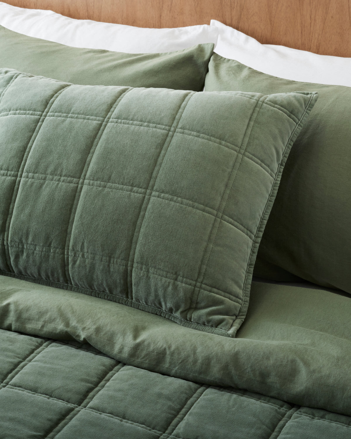 Mavelle Weekend Velvet Quilt - Dusty Green quilt - Alternate View