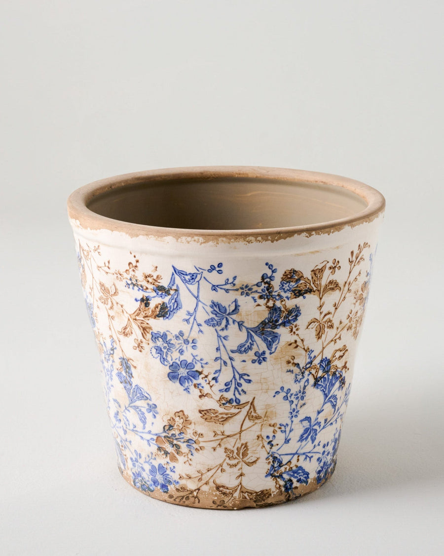 Mavelle Blue and White Distressed Planter planter