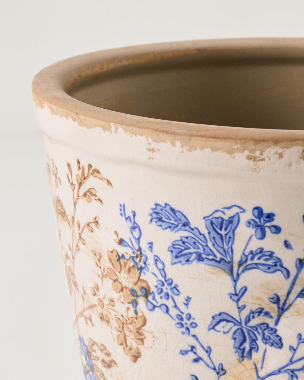 Mavelle Blue and White Distressed Planter planter - Close-Up