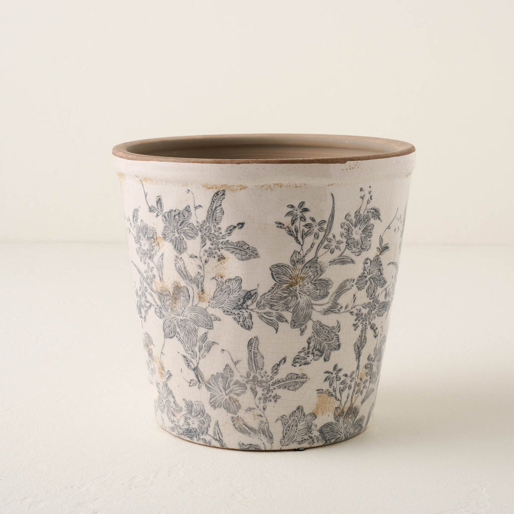 Mavelle Grey and White Distressed Planter planter - Detail View