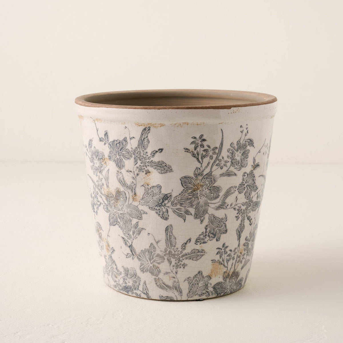 Mavelle Grey and White Distressed Planter planter - Detail View