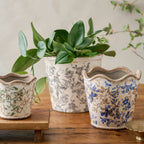 Mavelle Grey and White Distressed Planter planter - Styled in Room