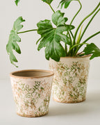Mavelle Green and White Distressed Planter planter - Detail View